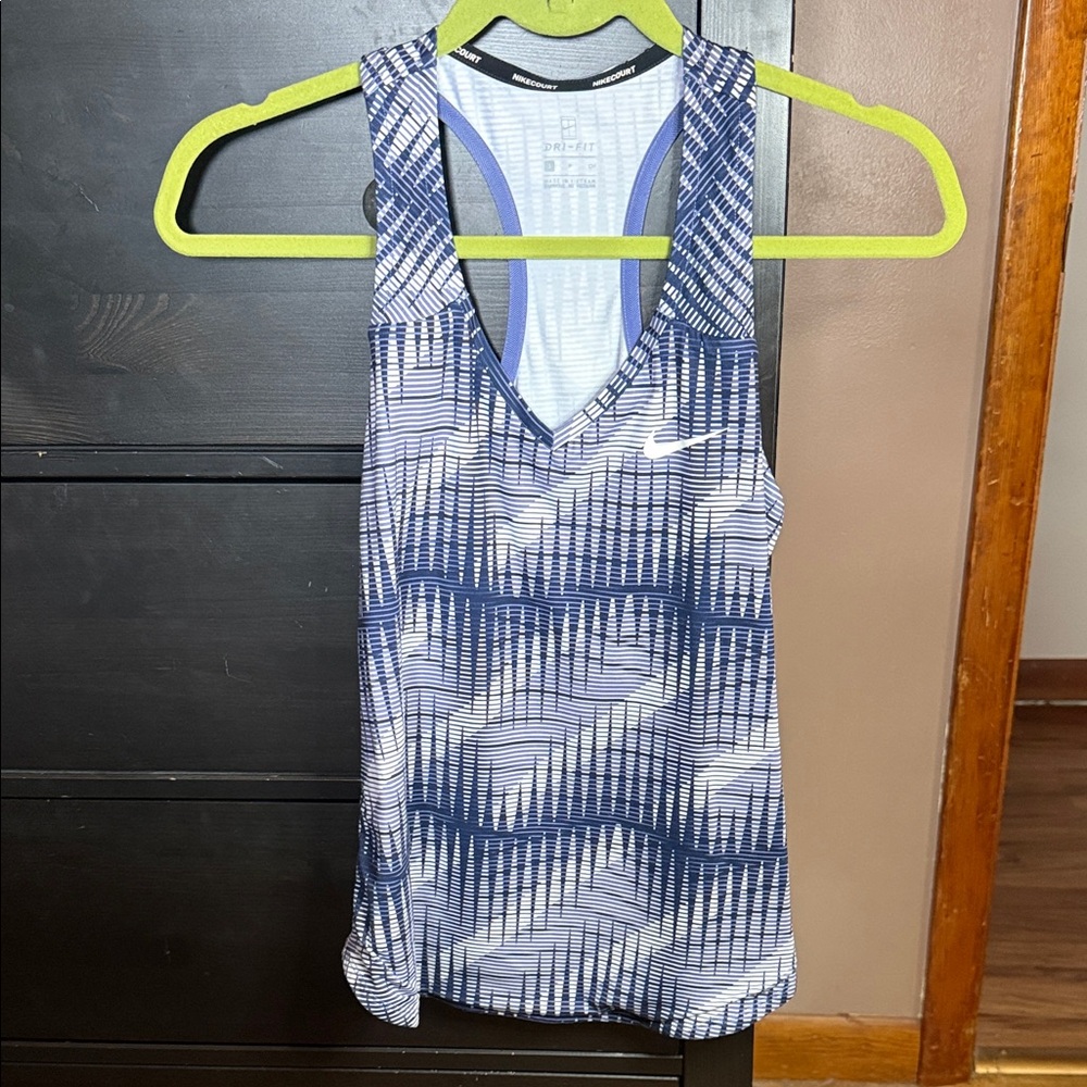 Nike Blue and White Geometric Tank Top